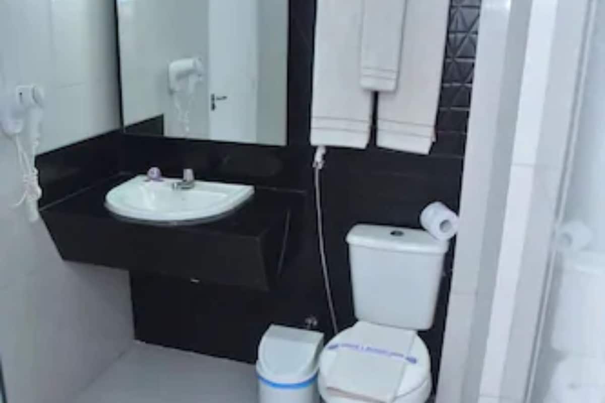 free toiletries, hair dryer, towels