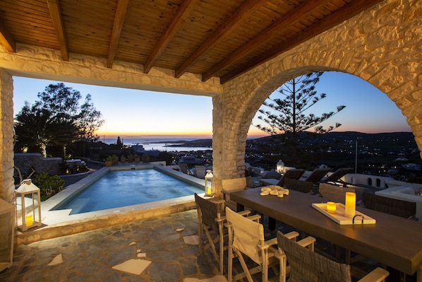 Superior Villa, Private Pool, Sea View | Terrace/patio - Villa Haritomeni (Paros)
