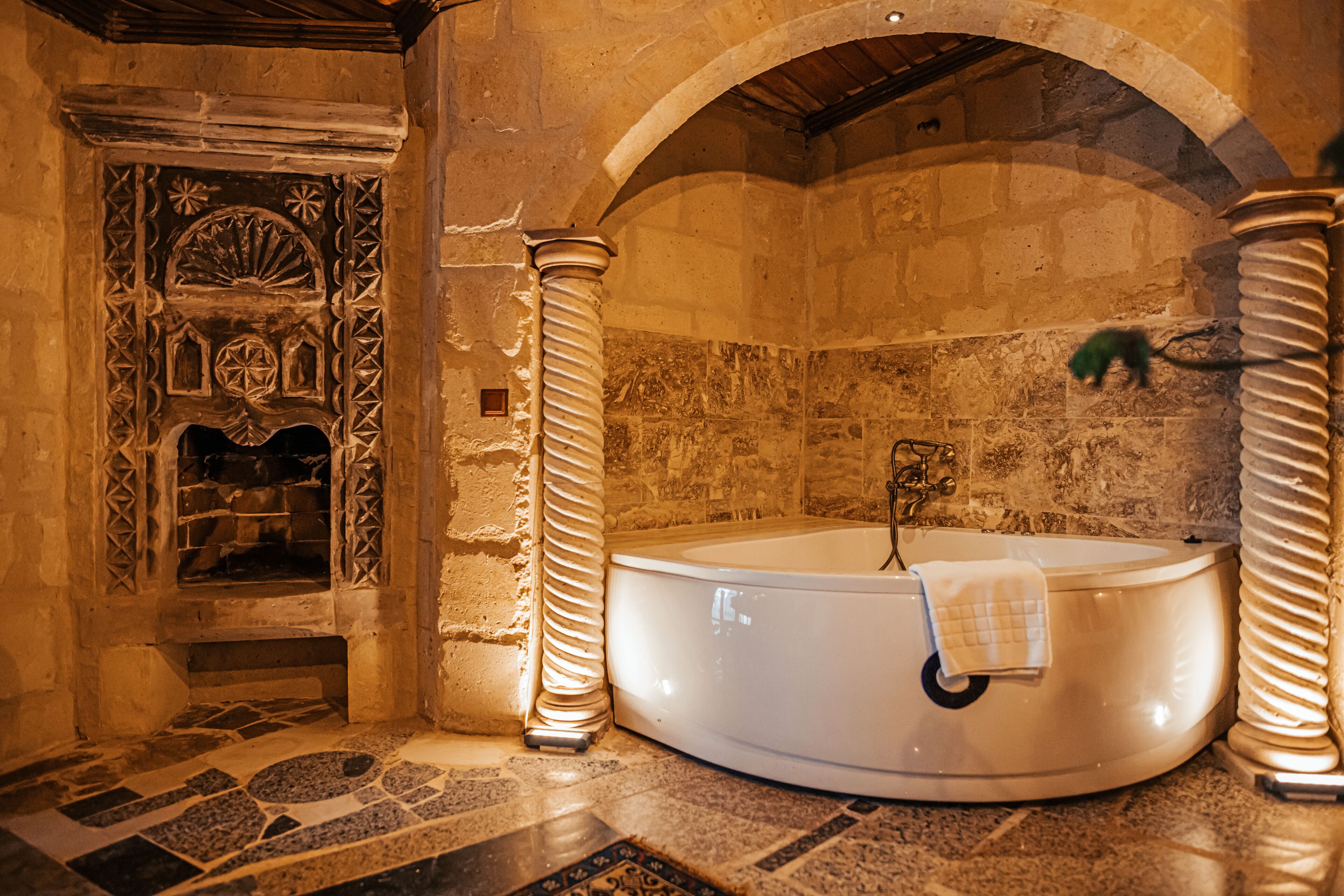 grand suite | bathroom | designer toiletries, hair dryer, slippers, towels