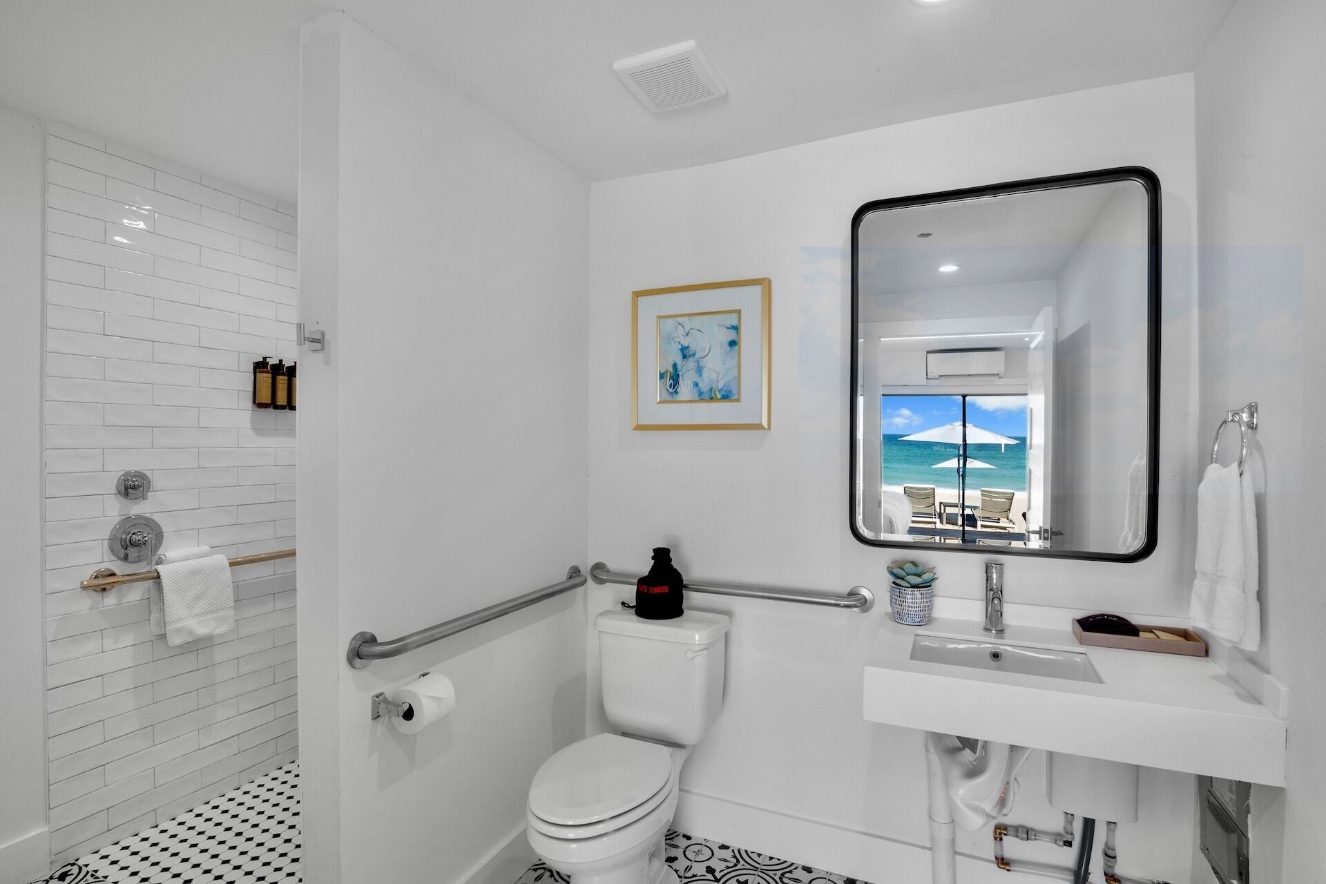 beachfront king island room | bathroom | free toiletries, hair dryer, towels, soap