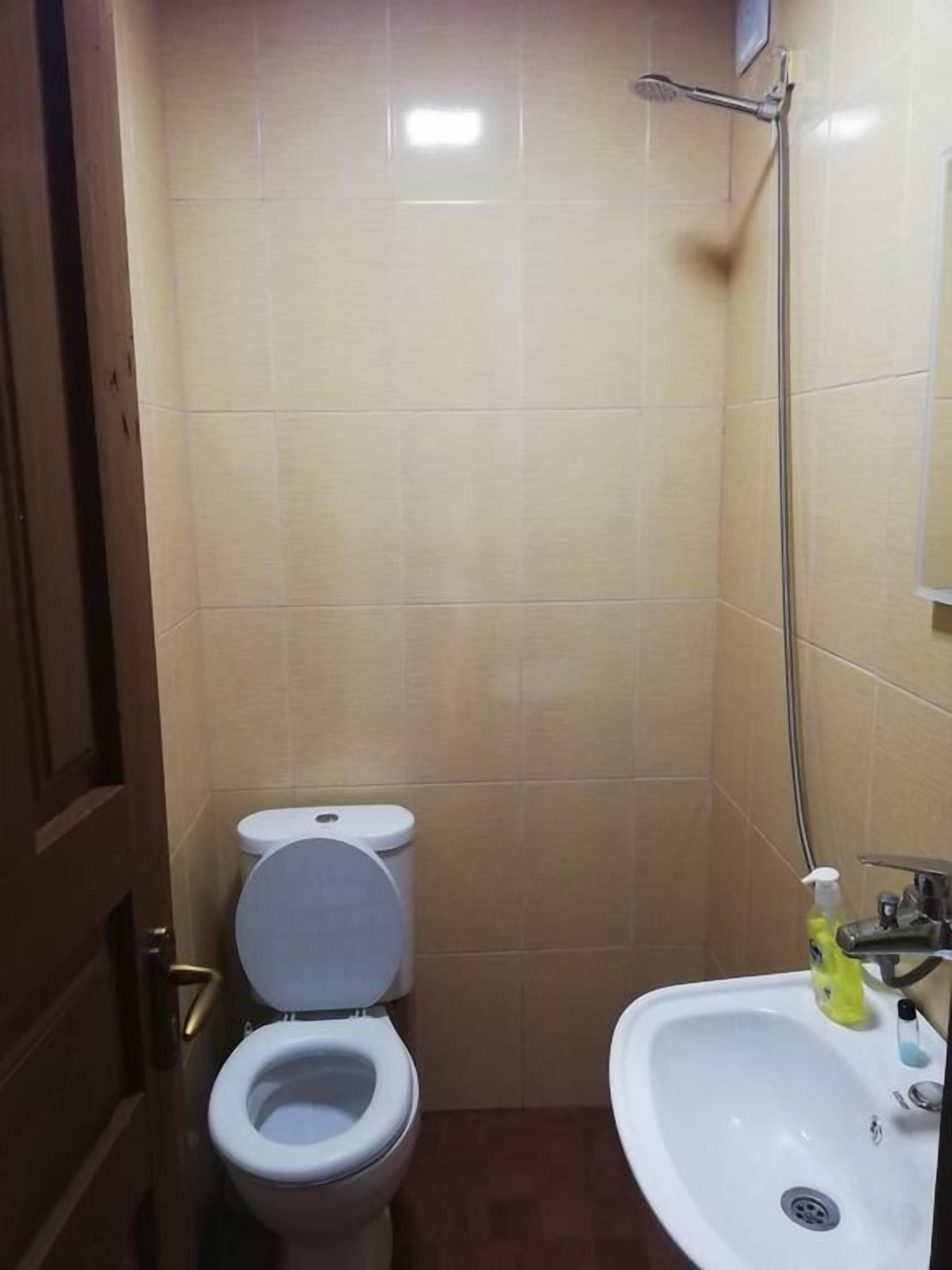 Shower, slippers, towels