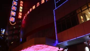 Overnatningsstedets facade – aften/nat