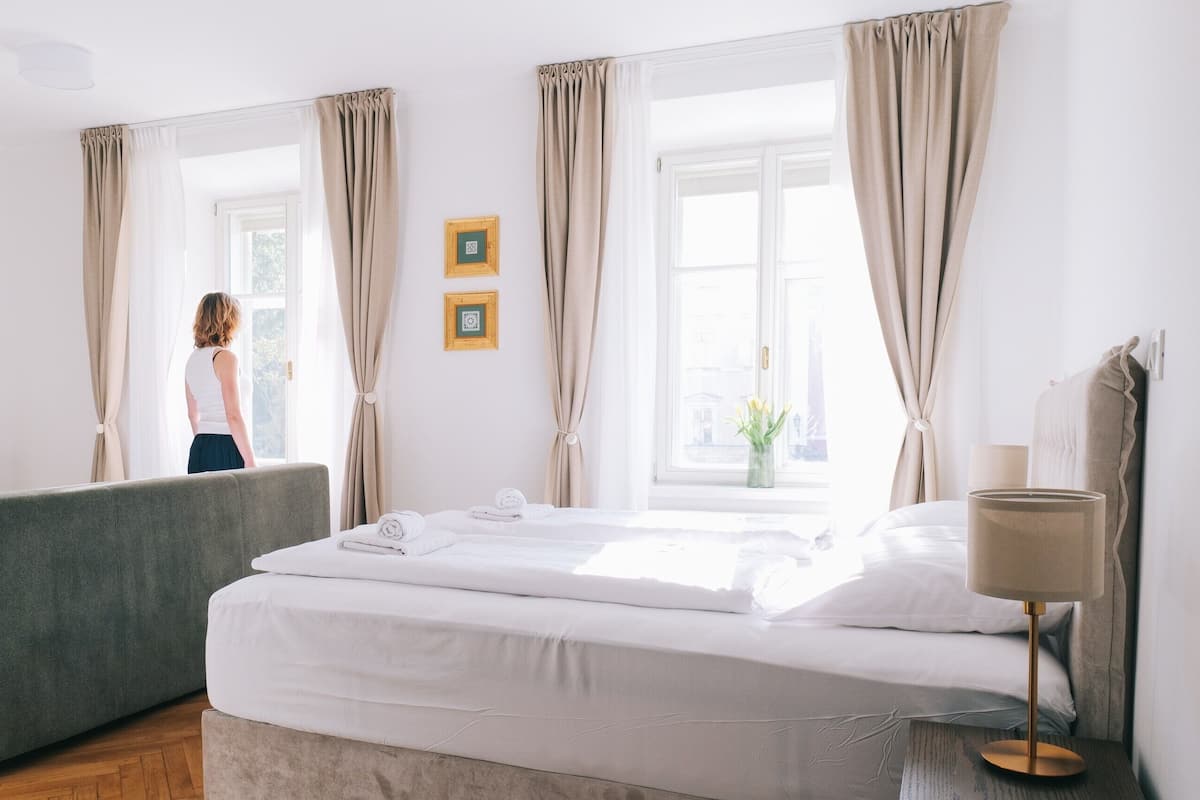 Standard Studio, River View (Alma) | Cadar kapas Mesir, peralatan tempat tidur premium, tilam berlapik