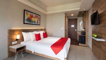In-room safe, desk, laptop workspace, soundproofing