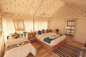 Deluxe Tent, 1 Double Bed, Resort View, Ground Floor | Egyptian cotton sheets, premium bedding, rollaway beds, bed sheets - Amazing Desert Camp (Jaisalmer)