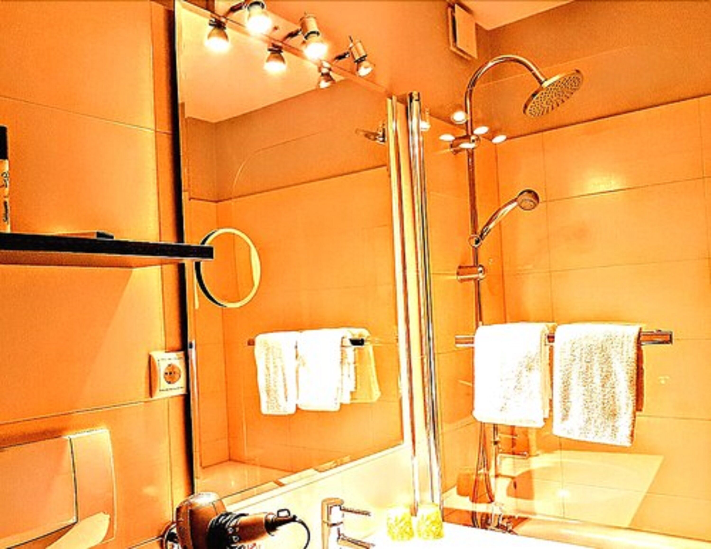 free toiletries, hair dryer, towels