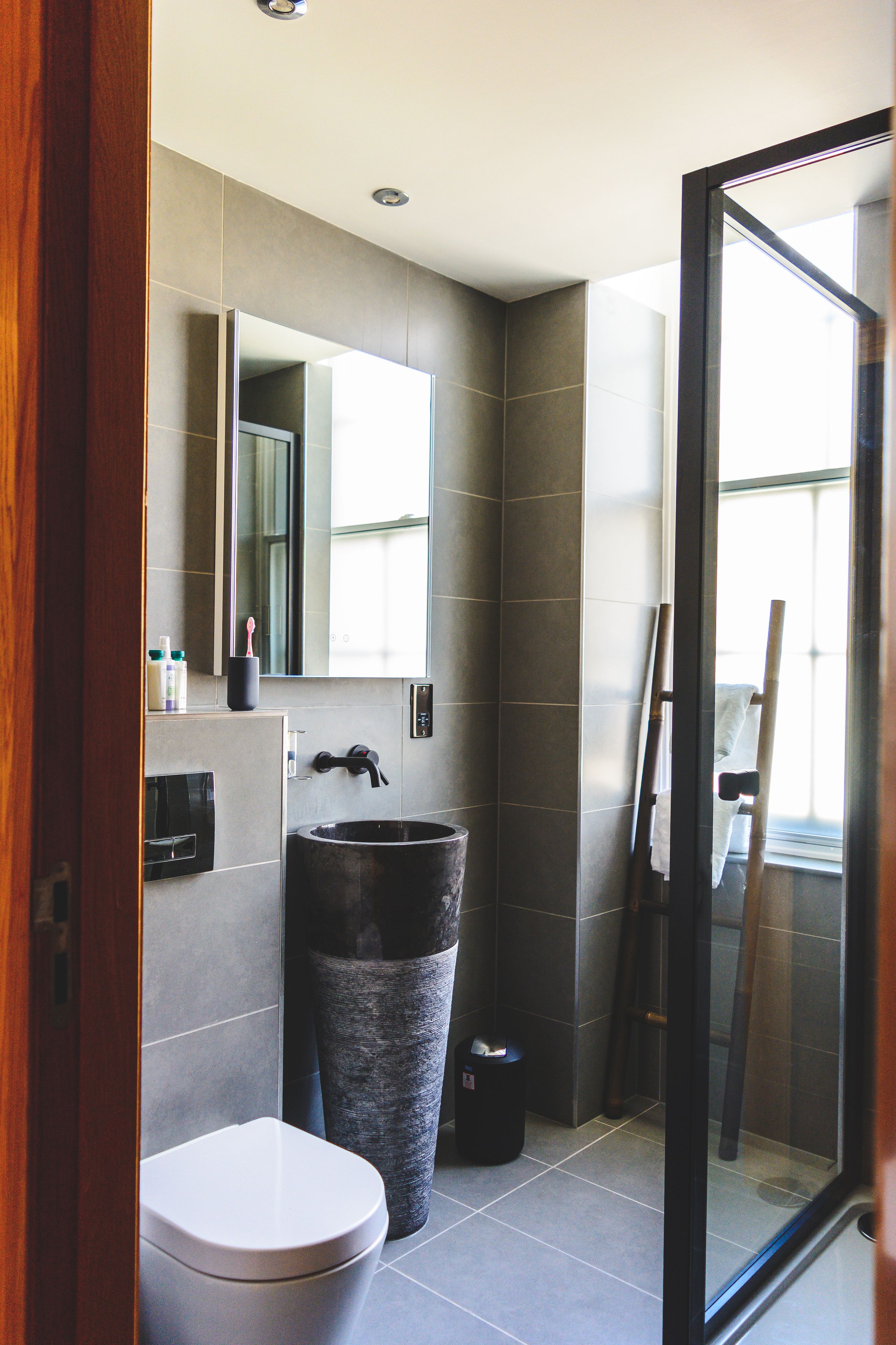 city apartment, 1 double bed with sofa bed, city view | bathroom | shower, designer toiletries, hair dryer, towels