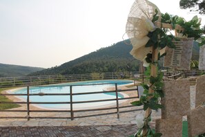 Außenpool (je nach Saison geöffnet), Sonnenschirme, Liegestühle