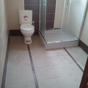 Shower, slippers, towels