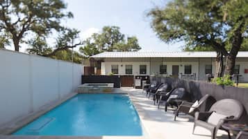 Outdoor pool, pool loungers
