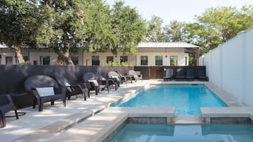Outdoor pool, pool loungers