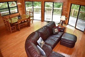 House | Living area | Flat-screen TV, fireplace - A Woodland Retreat (Mineral Bluff)