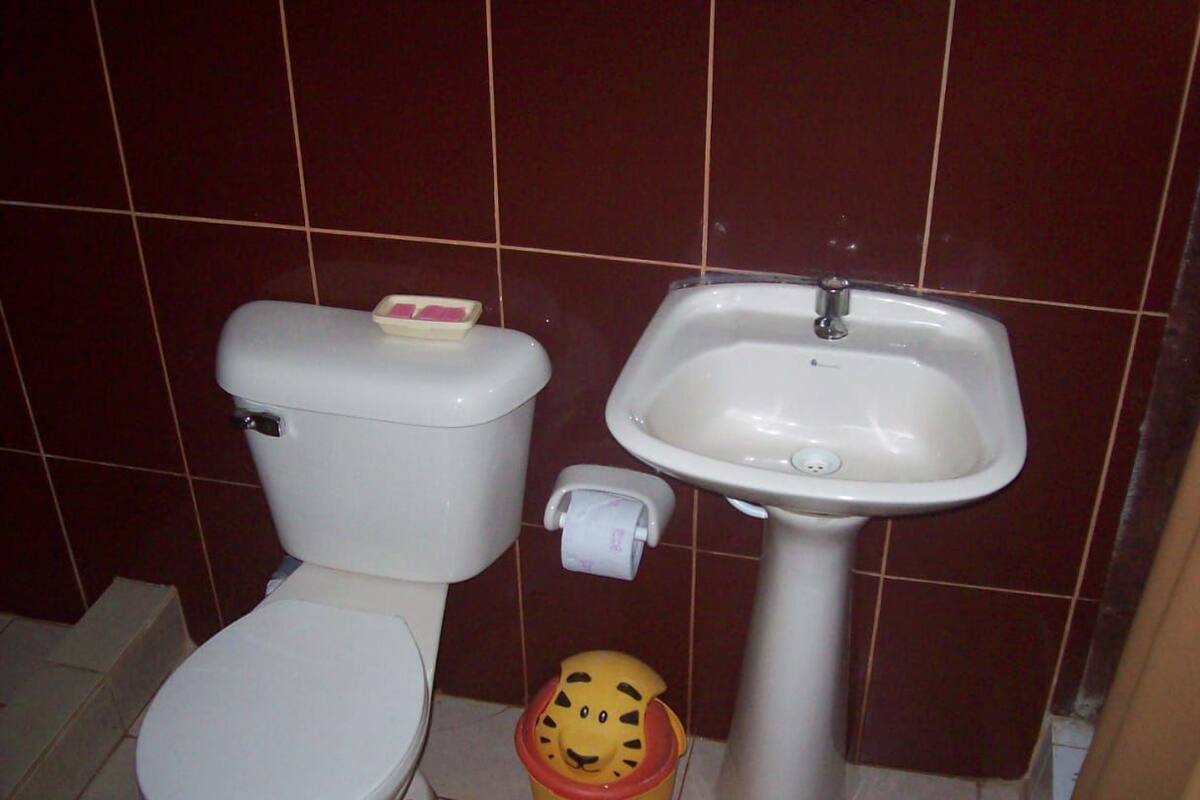 Shower, rainfall showerhead, free toiletries, towels