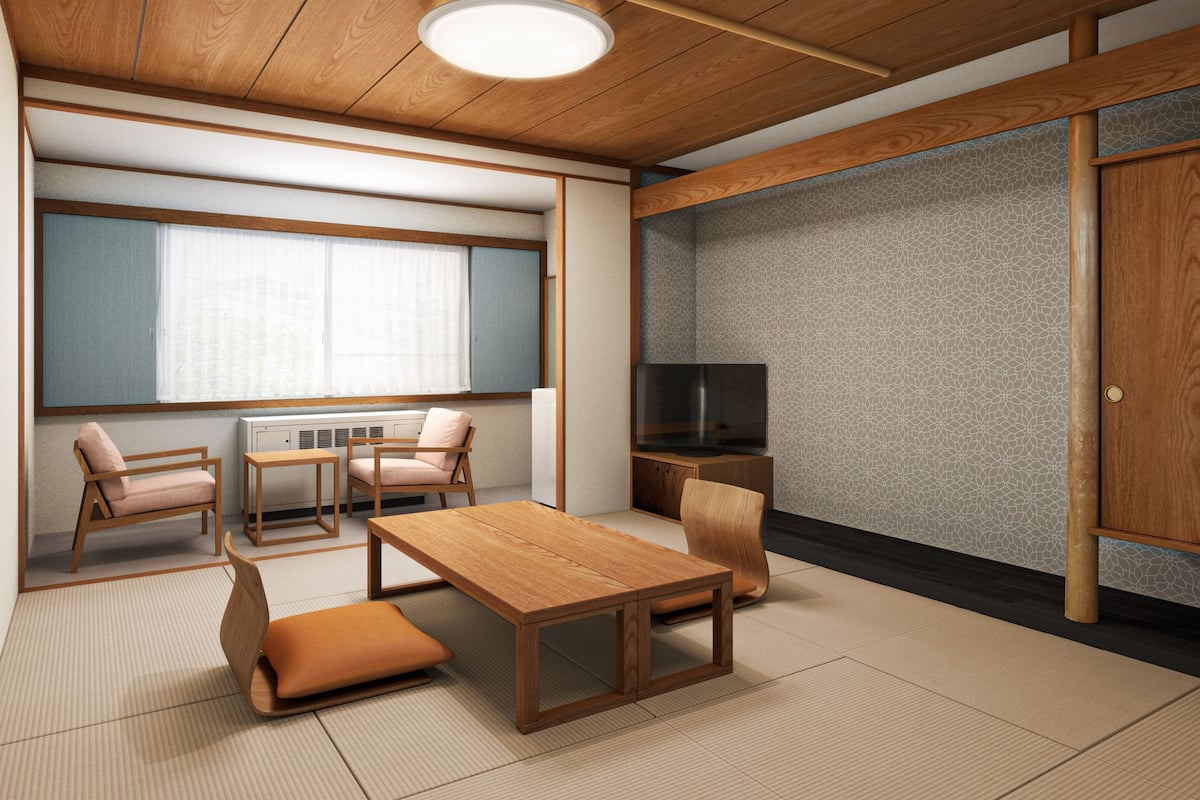 Quarto em estilo japonês, para não fumantes (10 Tatami) | 1 quarto, cofres nos quartos, Wi-Fi de cortesia, roupa de cama