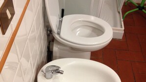 A bathroom with a toilet and a sink. - Pitti Four (Florence)
