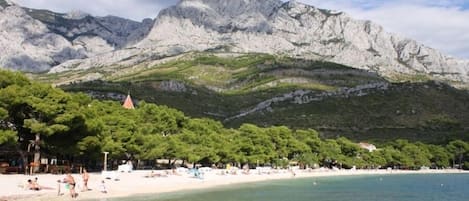 Nær stranden, hvit sand og 3 strandbarer