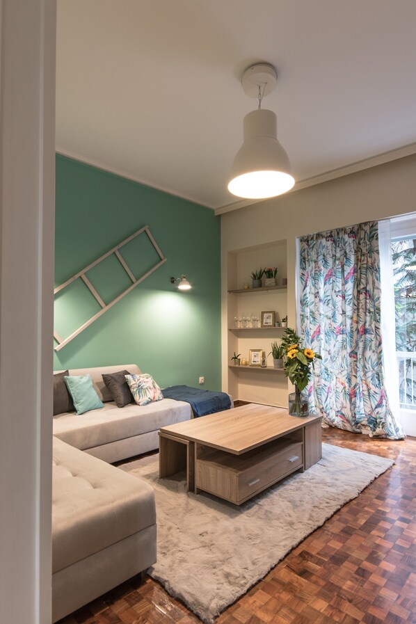 Apartment, 2 Bedrooms | Living room | Flat-screen TV, Netflix - Athenian Gem in Kolonaki boho-chic apt (Athens)
