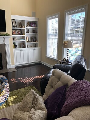 TV, caminetto, lettore DVD, impianto stereo