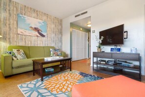Condo, 1 Queen Bed with Sofa bed (Kona Plaza#217) | Living area | TV