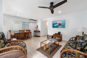 Condo, Multiple Beds, Partial Ocean View (Keauhou Surf & Racquet Townhouse #36) | Living area | 48-inch TV with cable channels, DVD player - Keauhou Surf & Racquet Townhouse #36 (Kailua-Kona)