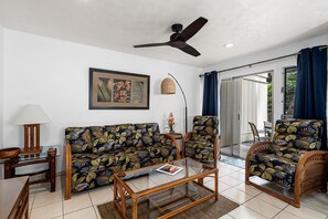 Condo, Multiple Beds, Partial Ocean View (Keauhou Surf & Racquet Townhouse #36) | Living area | 48-inch TV with cable channels, DVD player - Keauhou Surf & Racquet Townhouse #36 (Kailua-Kona)