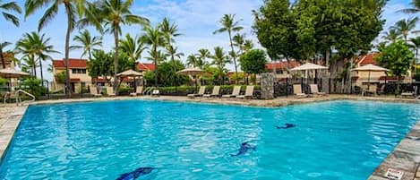 公寓客房, 多張床, 部分海景 (Keauhou Kona Surf & Racquet Club #37) | 游泳池 | 室外游泳池
