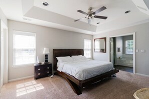 4 bedrooms, desk, iron/ironing board, travel cot