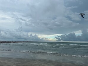 Nær stranden og solsenger
