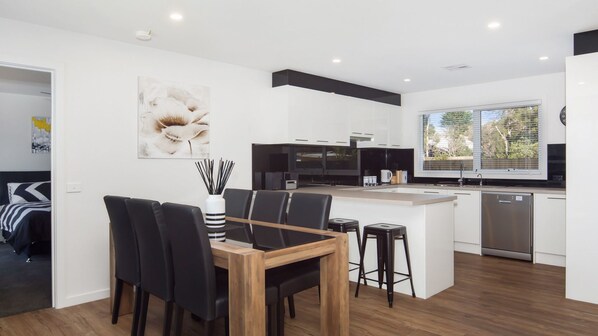 Microwave, dishwasher, high chair