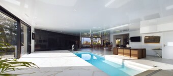 VILLA Sea view, 50 M beach, private indoor pool 28°C, sauna, hammam, 2 spas