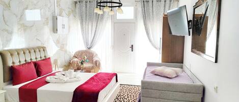 1 bedroom, iron/ironing board, bed sheets