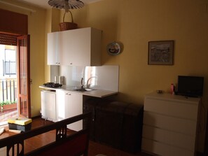 Fridge, oven, stovetop, cookware/dishes/utensils