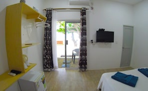 Desk, free WiFi, bed sheets