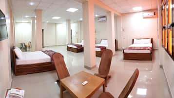 Desk, blackout curtains, free WiFi, bed sheets