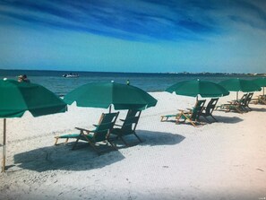 On the beach, beach towels