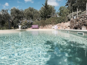 Pool - Cozy tuscan casale in stone and wood on a top of hill covered with olive trees (Manciano)