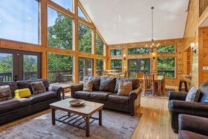 Smart TV, fireplace, video games, DVD player