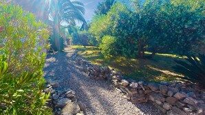 A pathway lined with rocks and greenery, leading to a stone wall. - 3 bedroom cozy home in Quarante (Quarante)