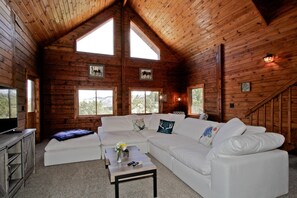 TV, fireplace, table football, ping pong