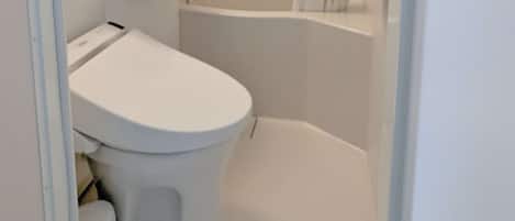 Combined shower/tub, hair dryer, towels