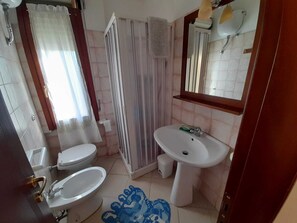 Shower, bidet, toilet paper