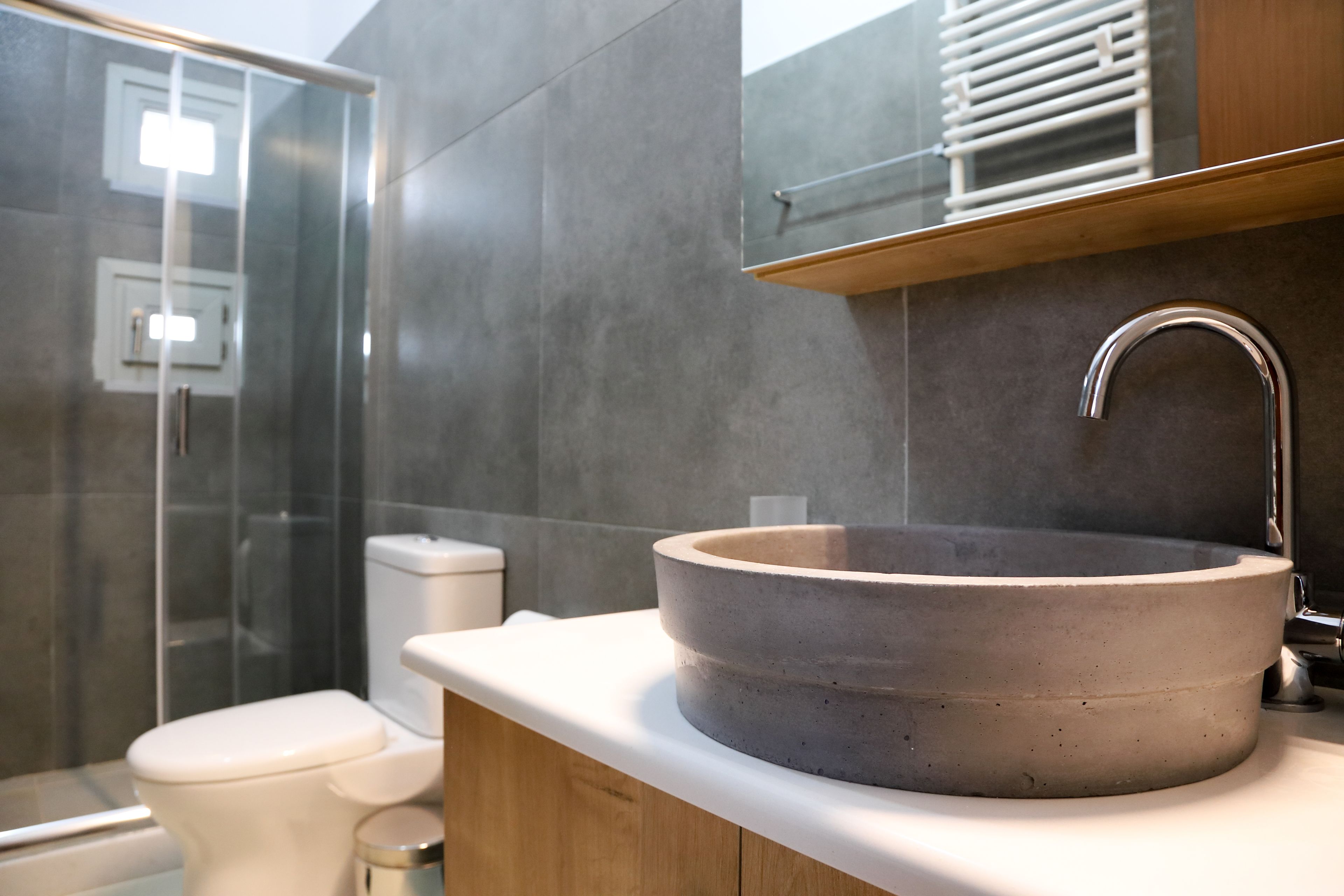 Panoramic House, Partial Sea View, Courtyard Area | Bathroom | Shower, hair dryer, towels