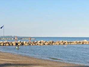 Beach nearby, sun loungers