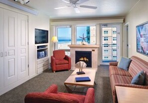 TV, fireplace, DVD player, foosball