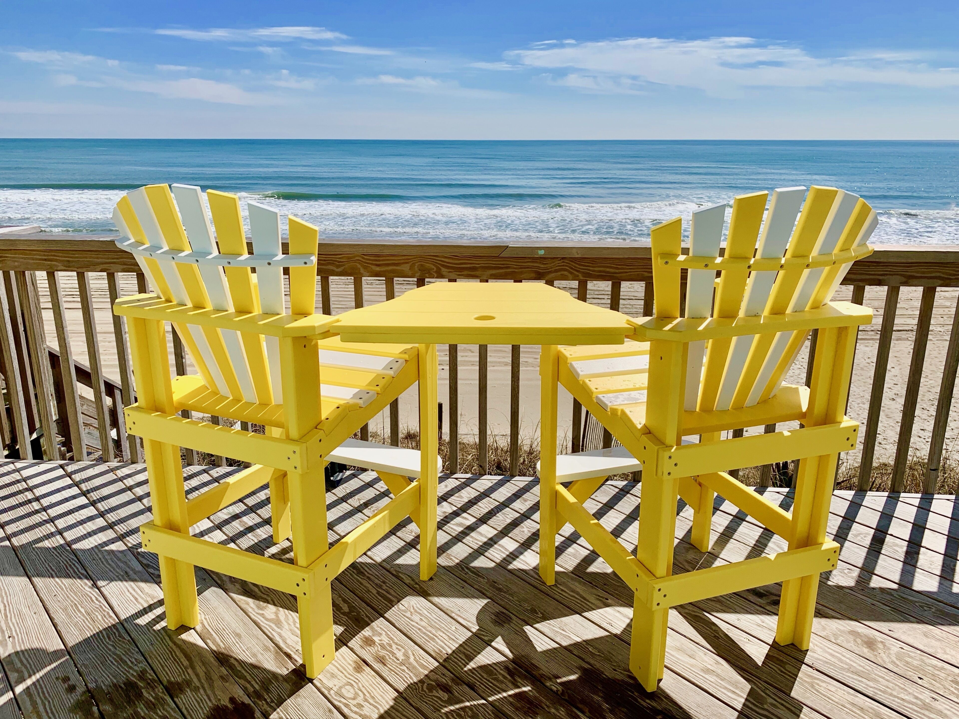 Views of the ocean from the deck chairs.
