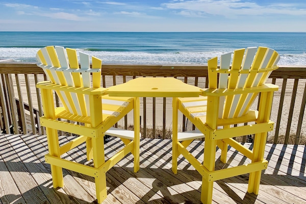 Views of the ocean from the deck chairs.
