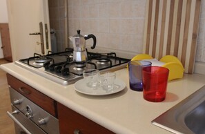 Fridge, oven, stovetop, coffee/tea maker