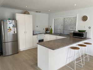 Fridge, microwave, dishwasher, toaster