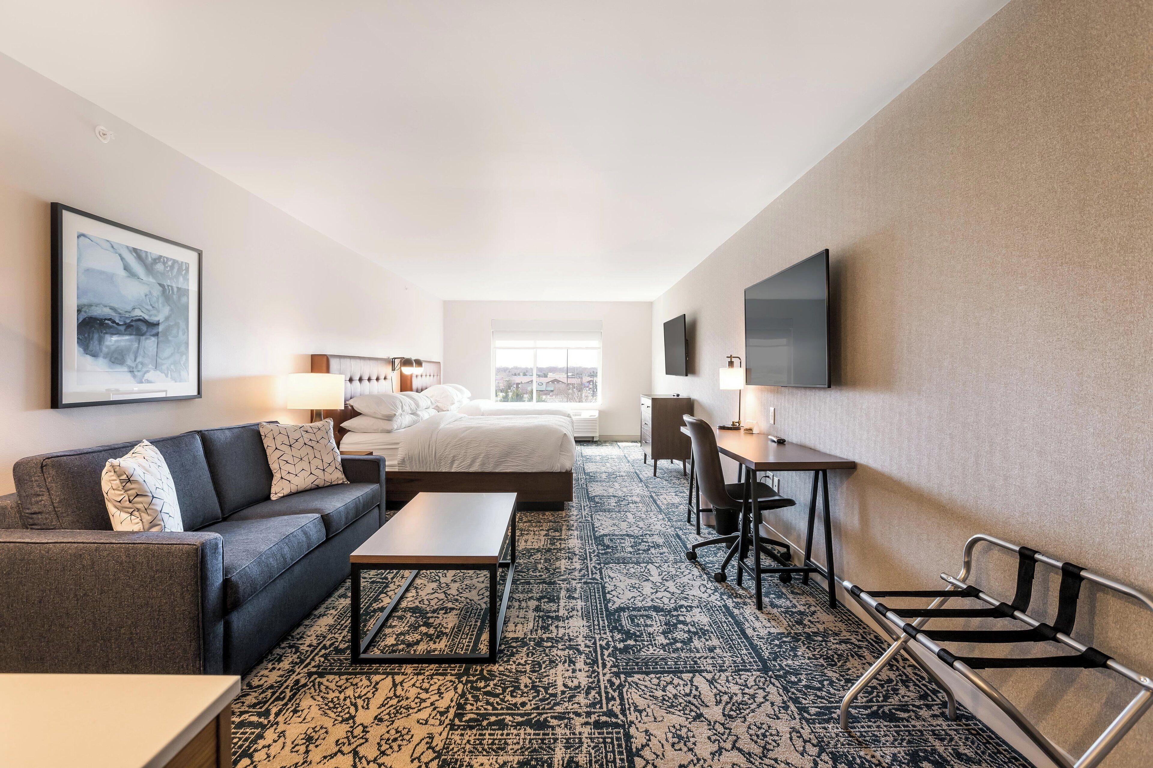 suite, multiple beds, city view | 1 bedroom, premium bedding, desk, laptop workspace