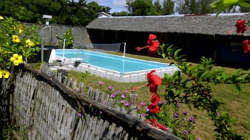 Seasonal outdoor pool, open 8:00 AM to 6:00 PM, pool umbrellas